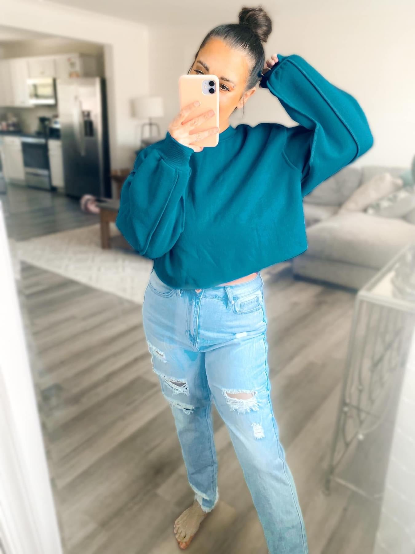 Izzy Inside-Out Cropped Sweatshirt