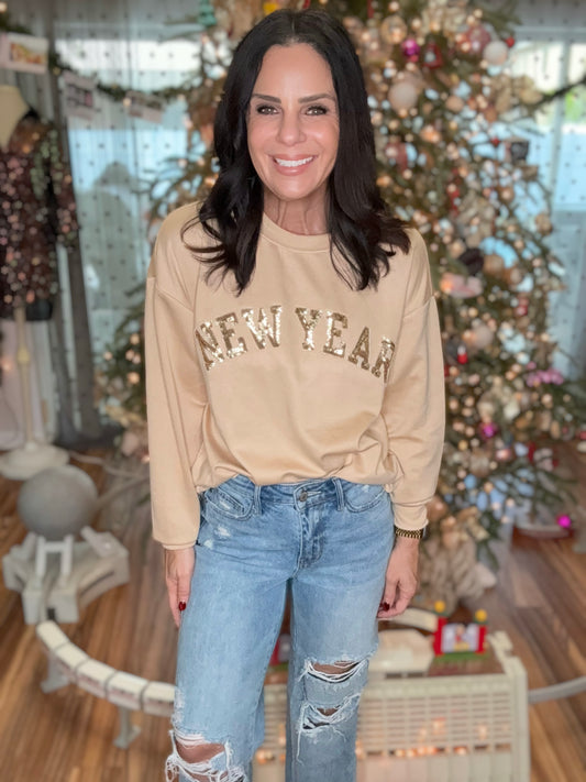 New Year Sequin Beaded Pullover