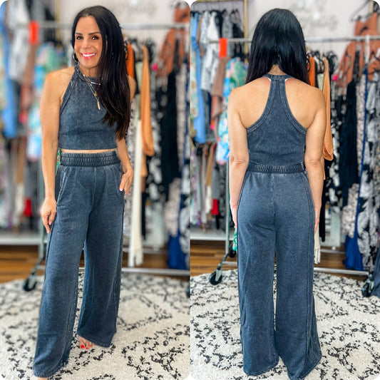 Lala Halter Neck Crop Top + Pants Set - 3 colors