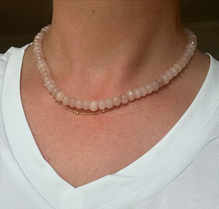 Soft Blush Pink Natural Stone Necklace