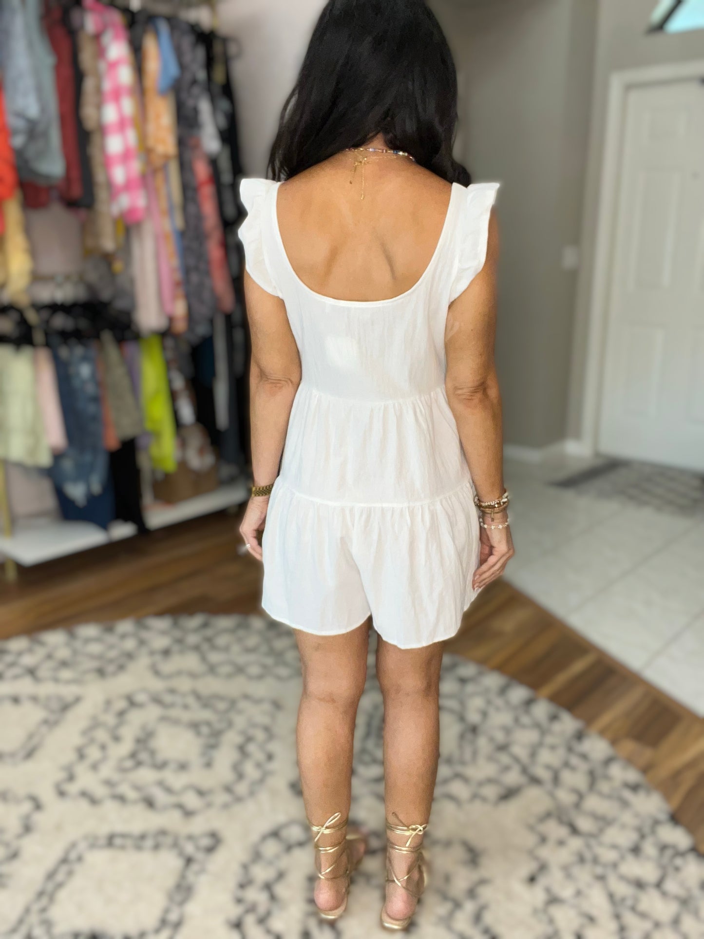 Donna Ruffled Scoop Neck Sleeveless Romper