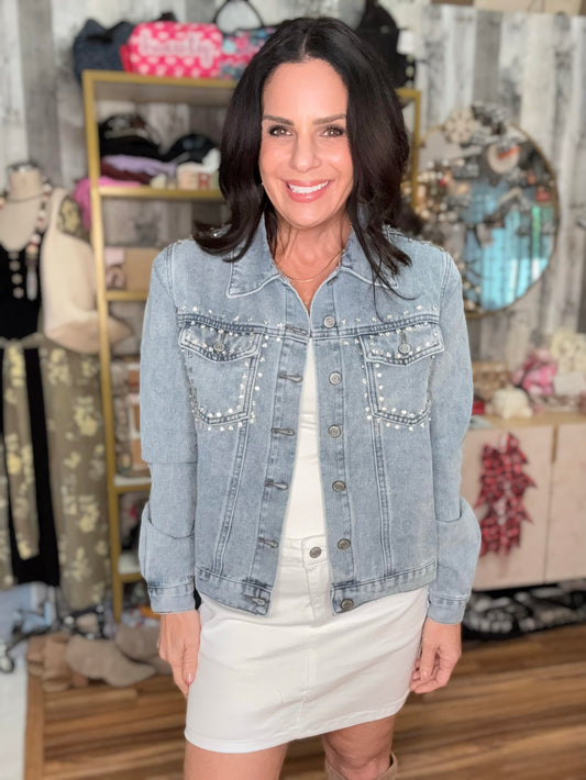 Stevie Rhinestone Denim Jacket