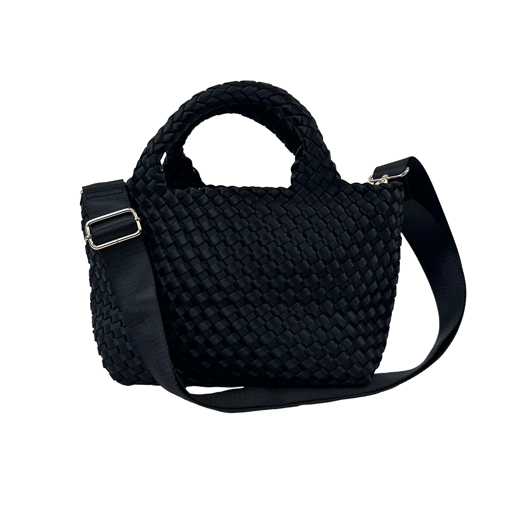 Molly Black Woven Satin Tote