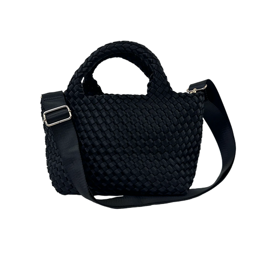 Molly Black Woven Satin Tote