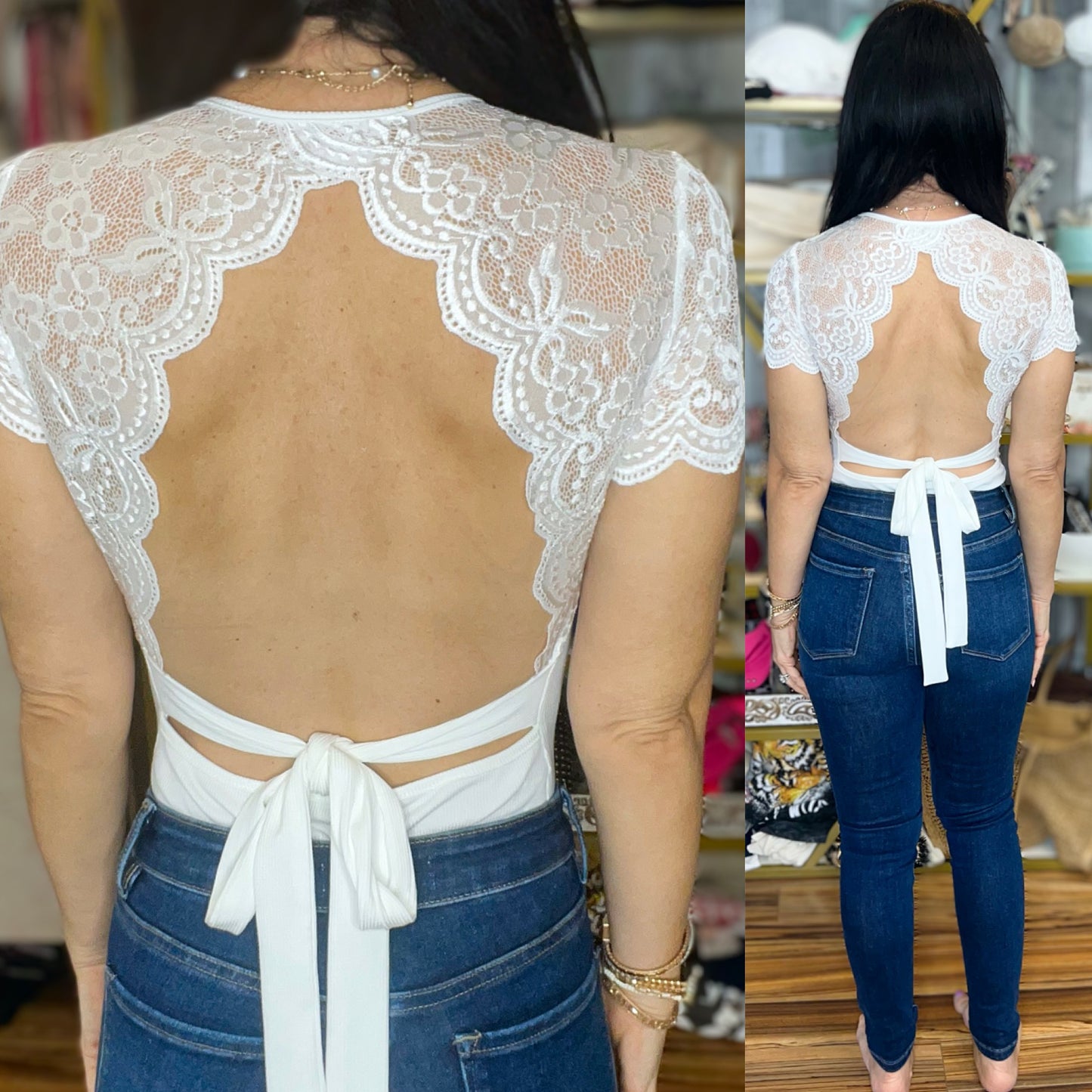 Kylie Lace Open Back Bodysuit