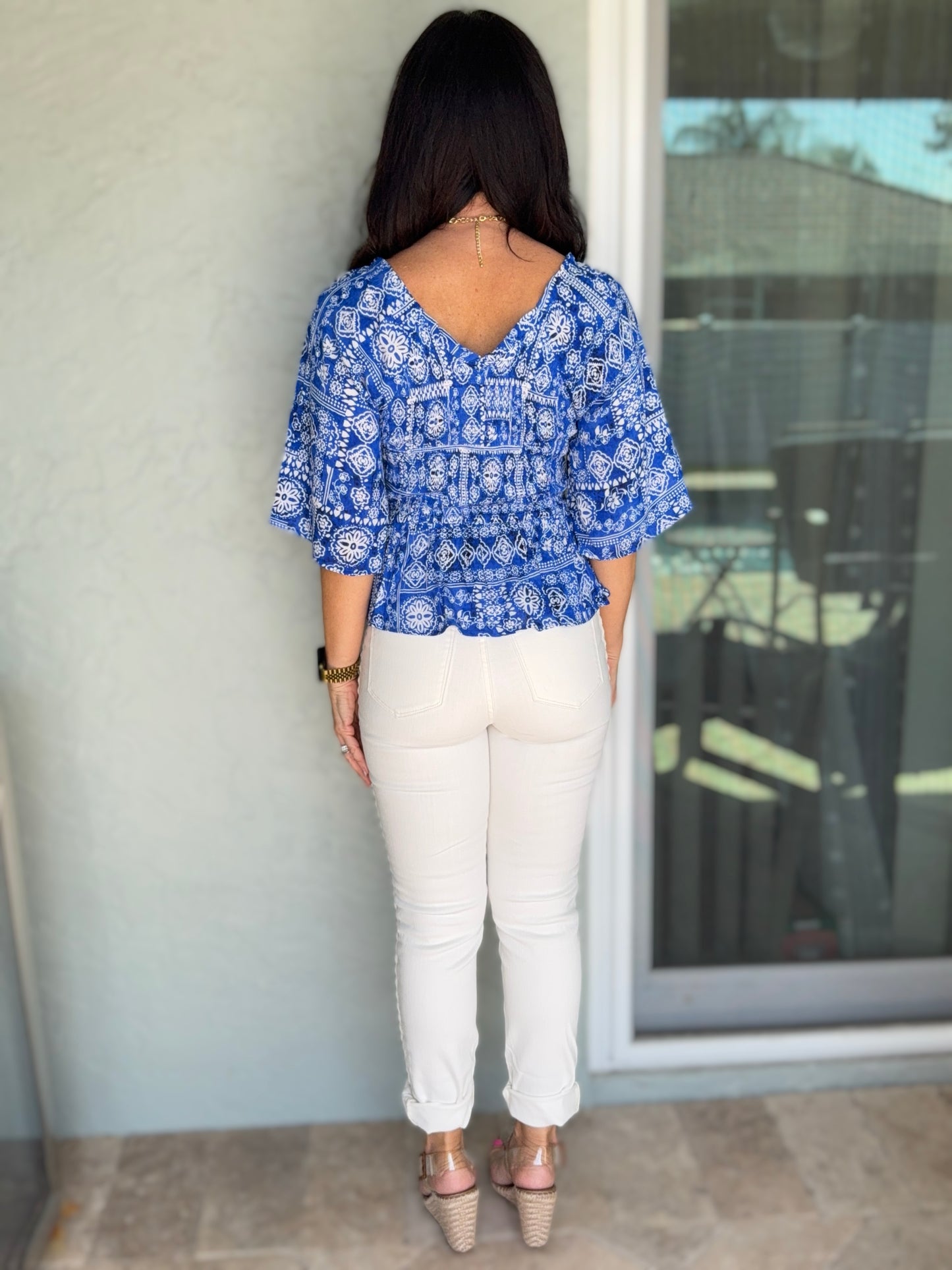 Greece Getaway Smocked Top