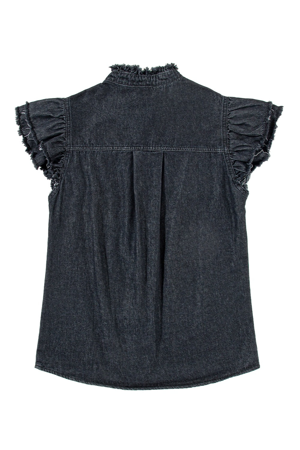 Raw Hem Button Up Cap Sleeve Denim Top - 3 colors