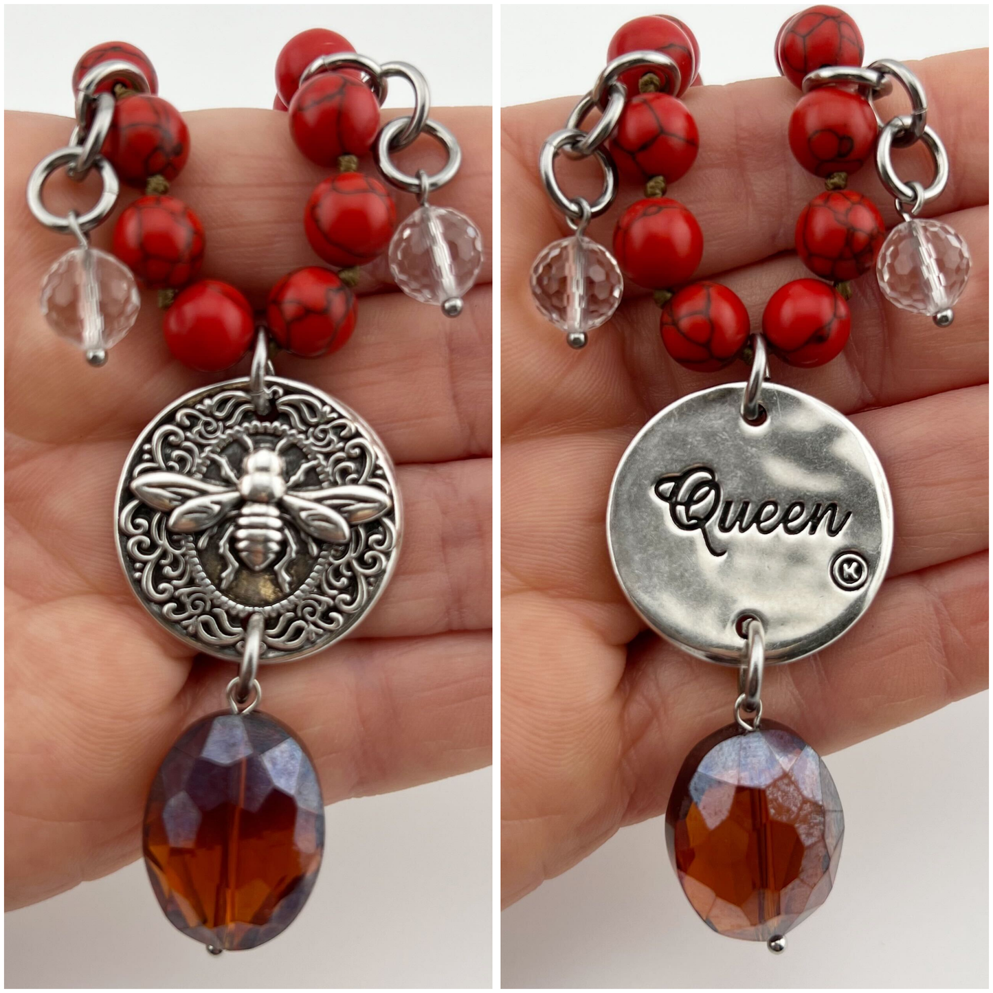 QUEEN | BEE | RED HOWLITE | Long Chain Fusion