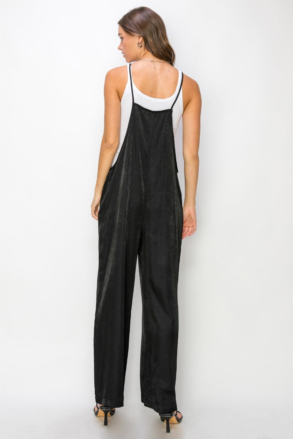 Cameron Half Button Sleeveless Straight Jumpsuit