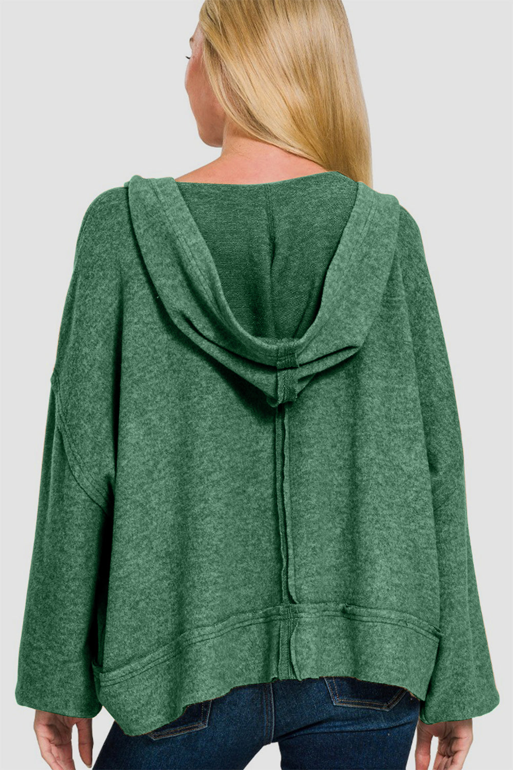 Leave It To Chance Scoop Neck Hoodie in Dark Green