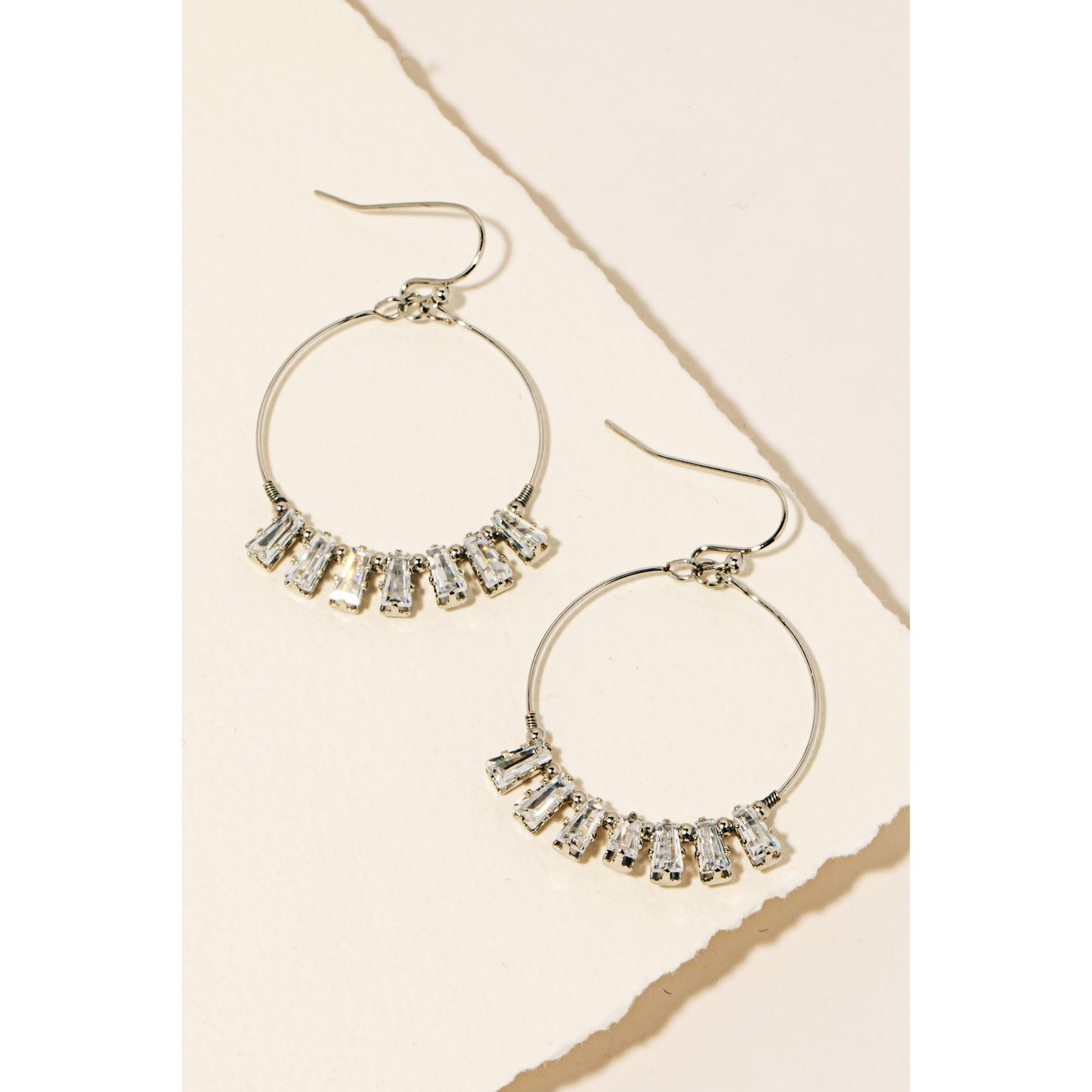 Cubic Zirconia Charms Hoop Drop Earrings - 2 colors