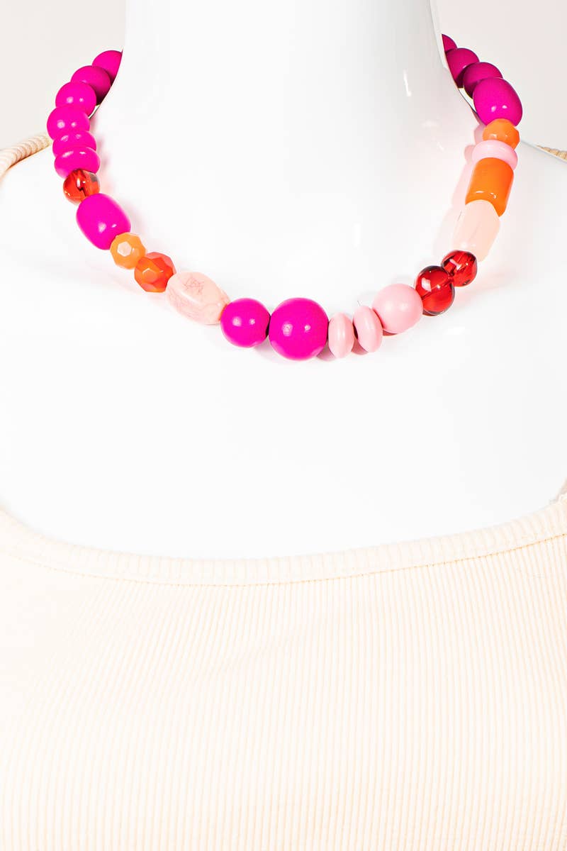 Bulky Ball Bead Necklace  - 4 colors