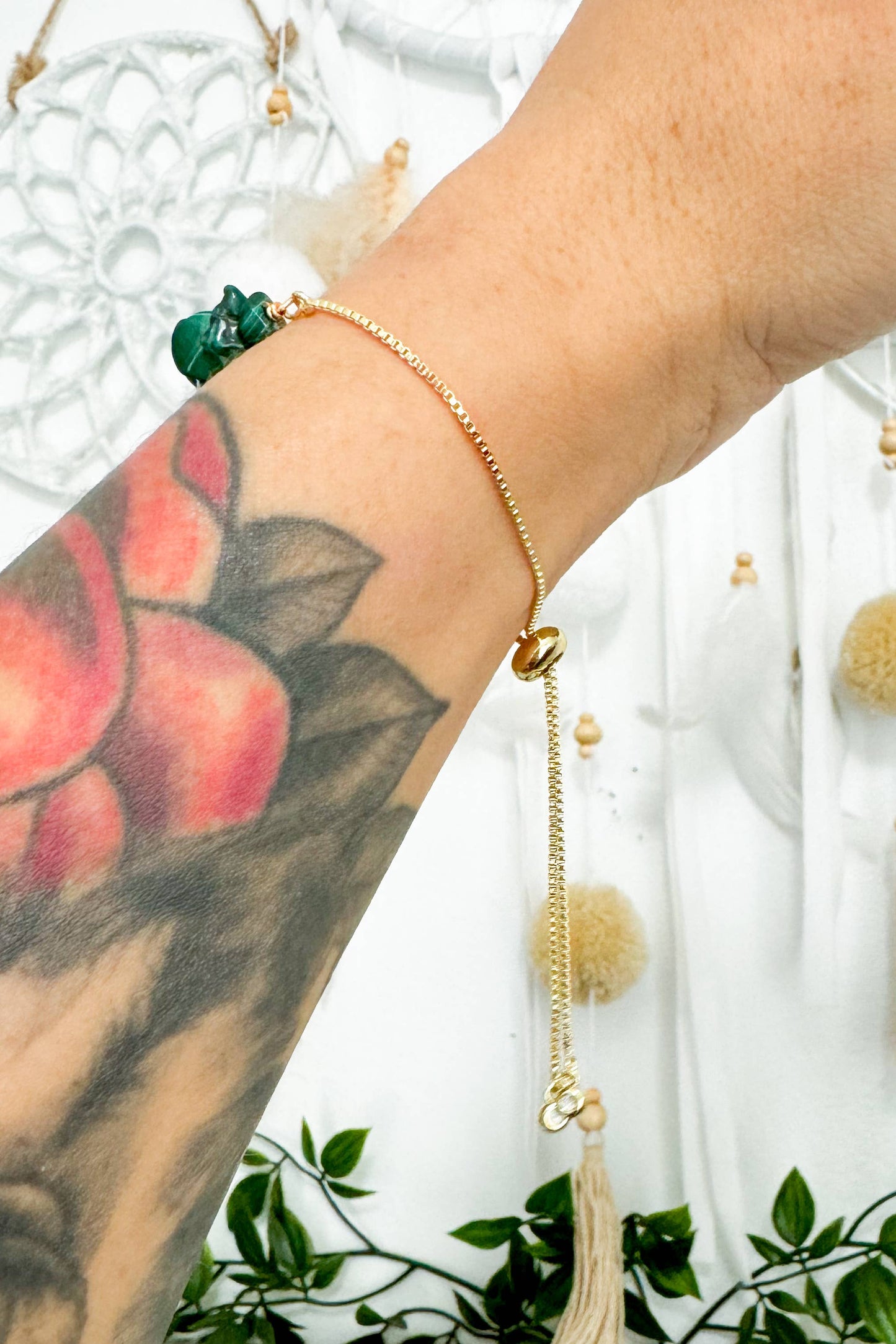 Malachite Chip Adjustable Bracelet