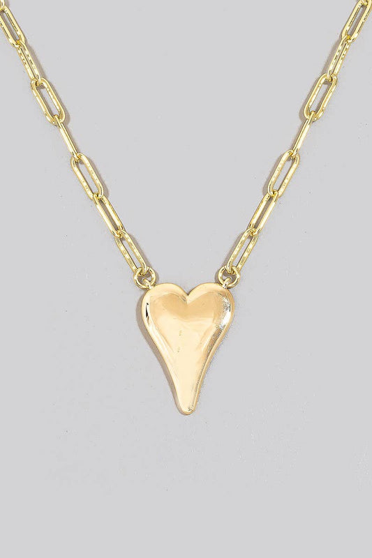 Gold Dipped Long Heart Oval Hoop Chain Necklace