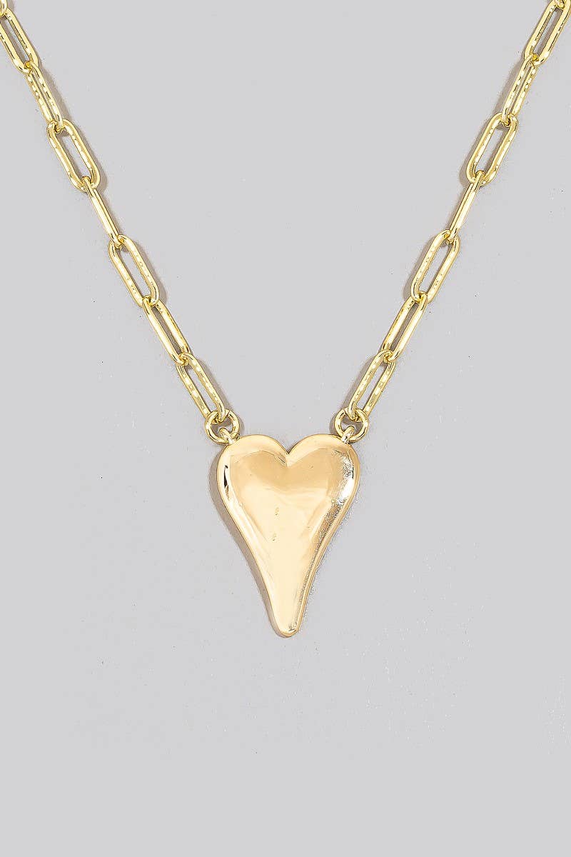 Gold Dipped Long Heart Oval Hoop Chain Necklace