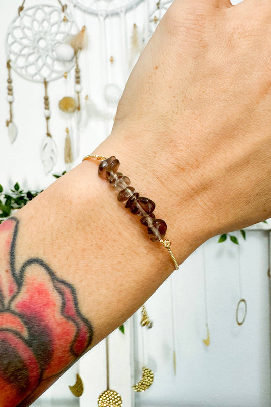 Smokey Quartz Chip Adjustable Bracelet