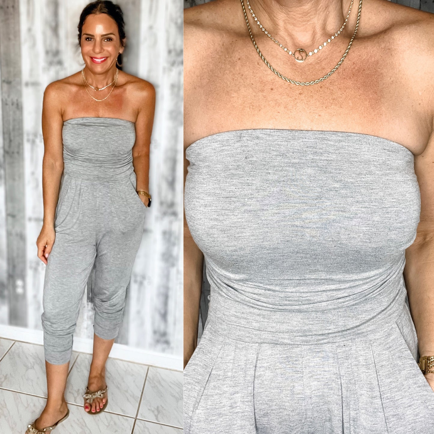 FAVORITE DATE STRAPLESS RUCHED JUMPSUIT