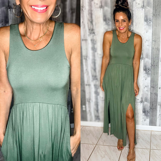 Olive Midi Dress - 2 colors