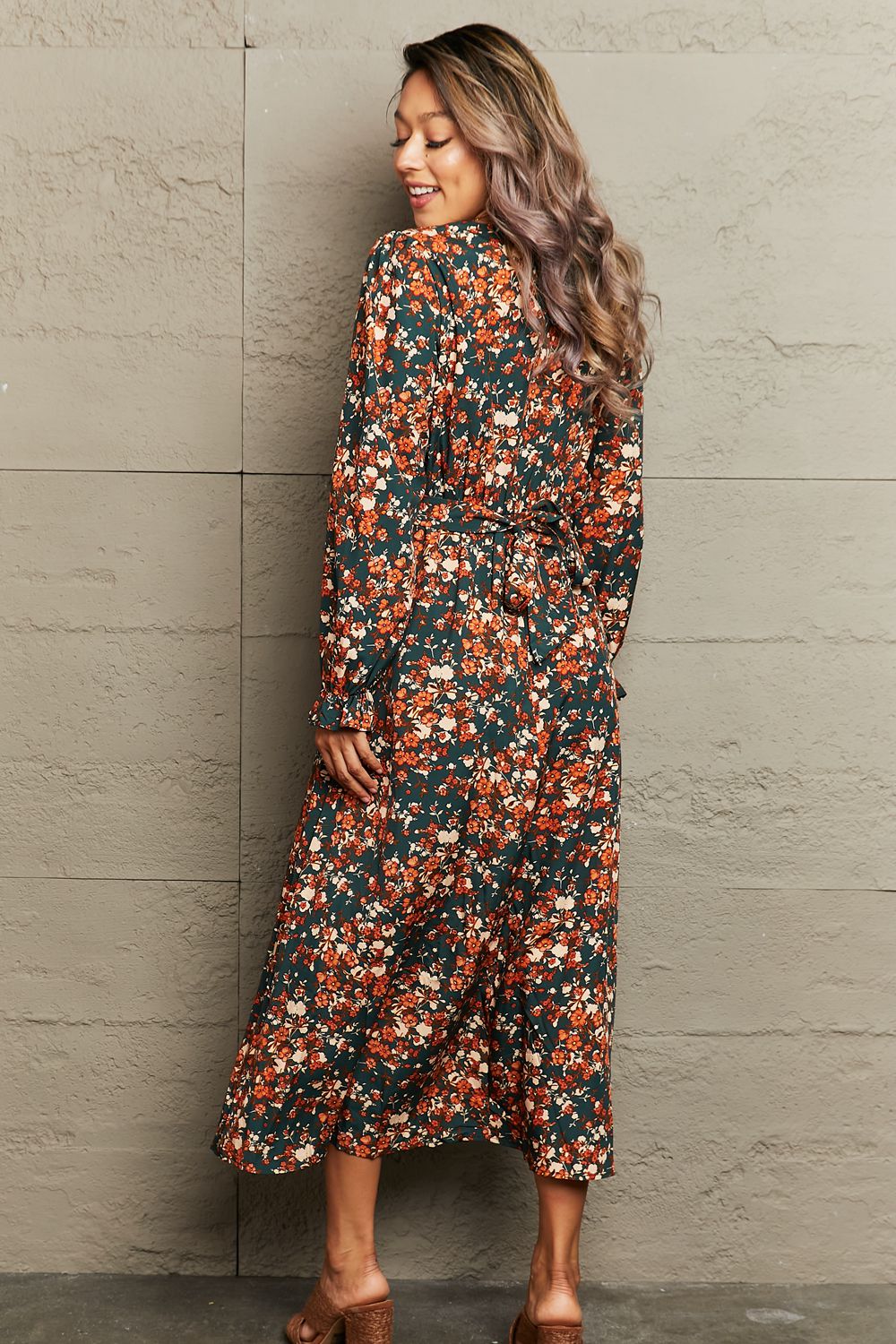 Dominique Fall Floral Midi Dress