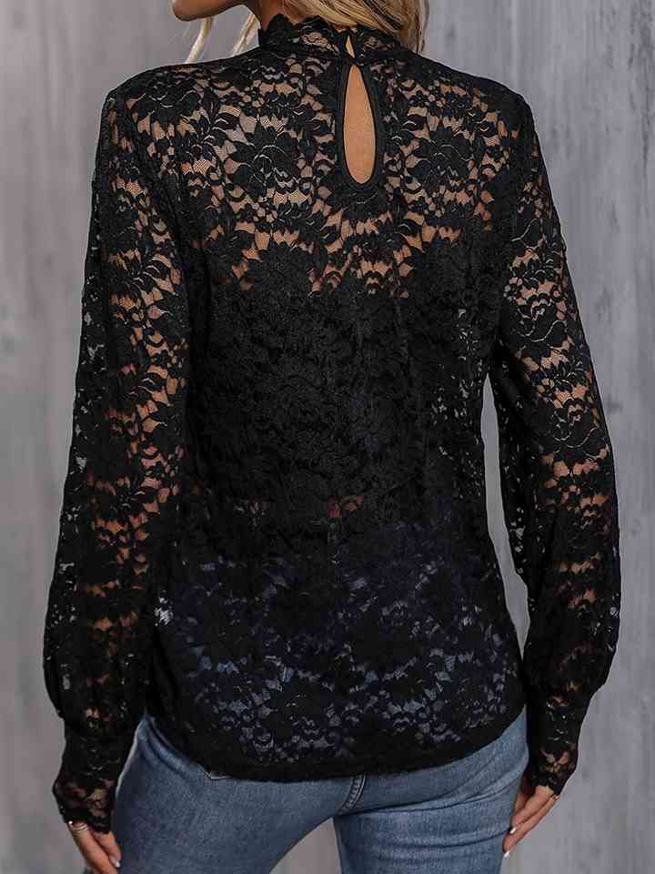 Richards Mock Neck Lace Blouse