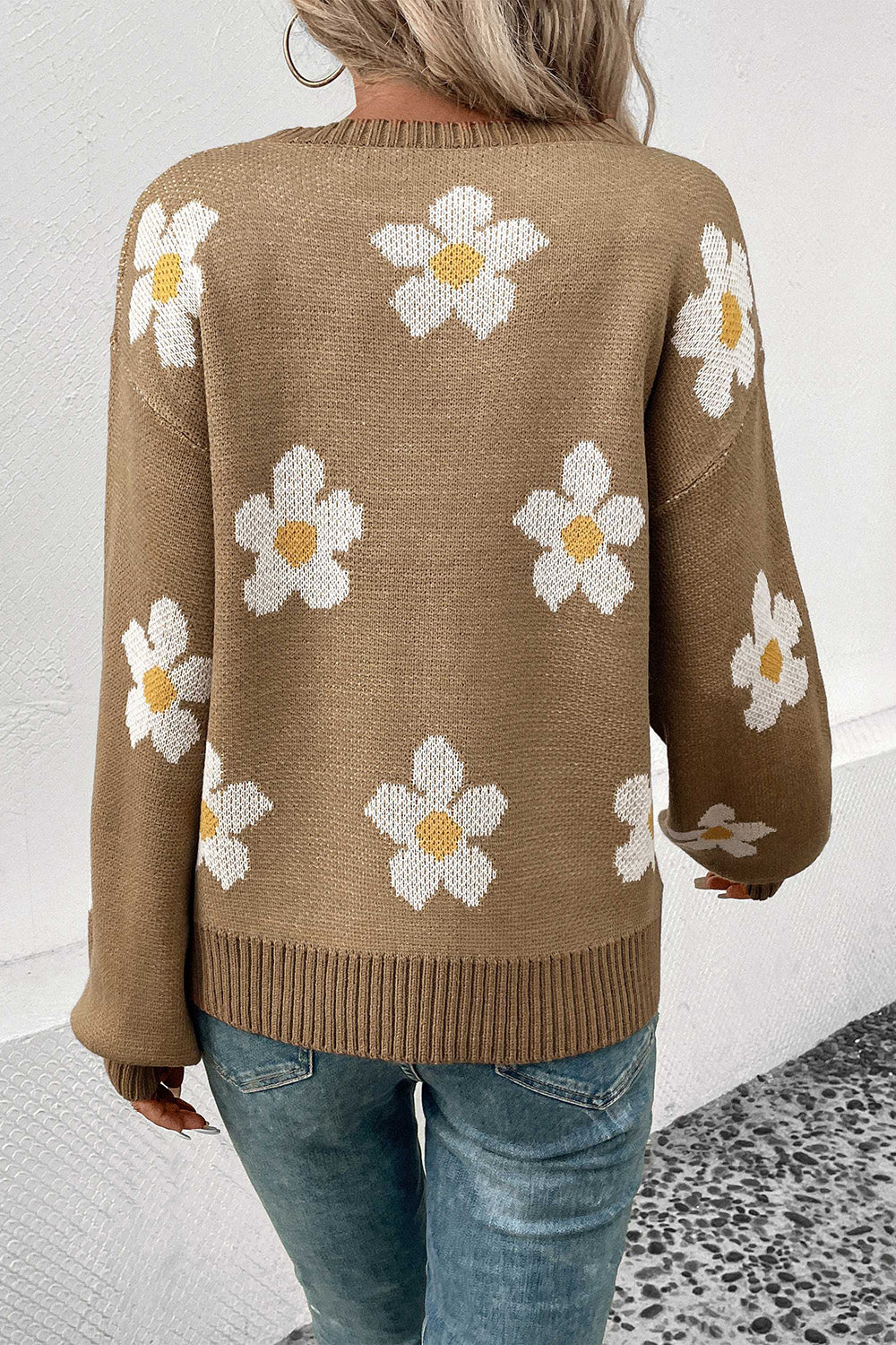 Janie Floral Dropped Shoulder Sweater