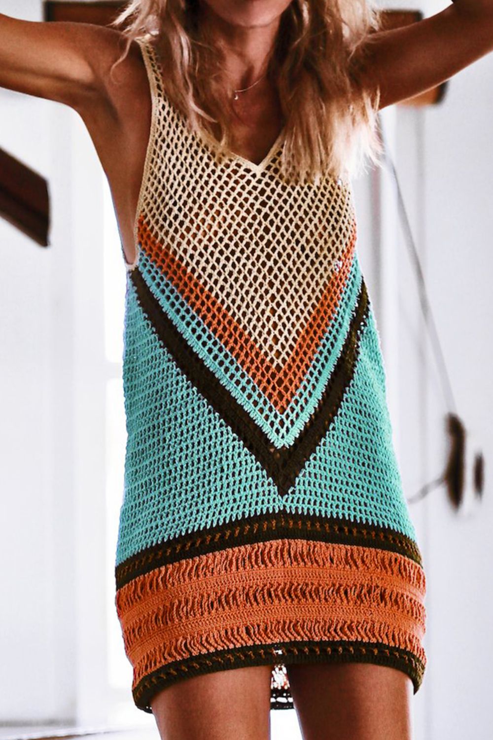 Largo Openwork V-Neck Tank Knit Cover Up