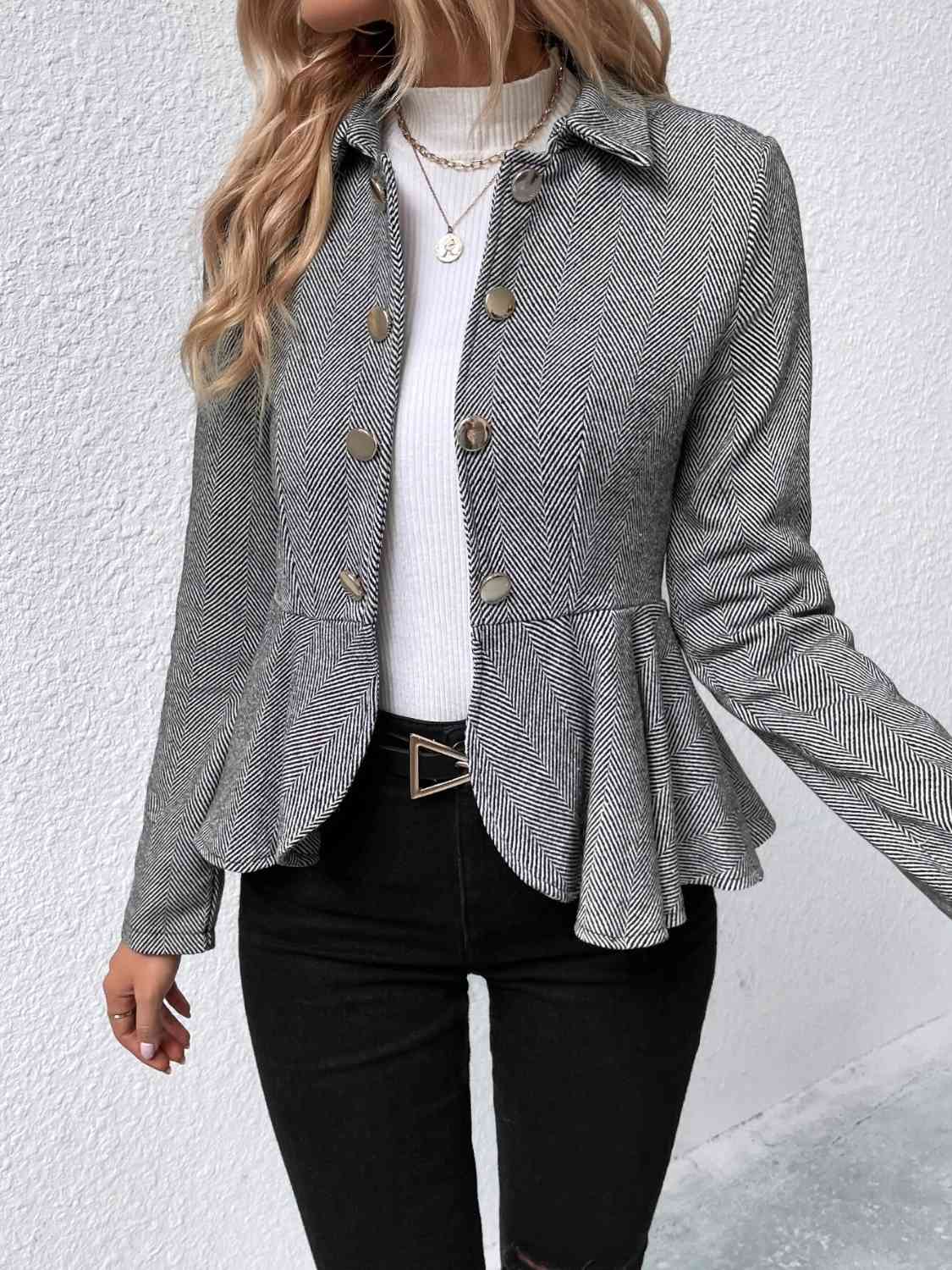 Kate Ruffle Hem Collared Blazer