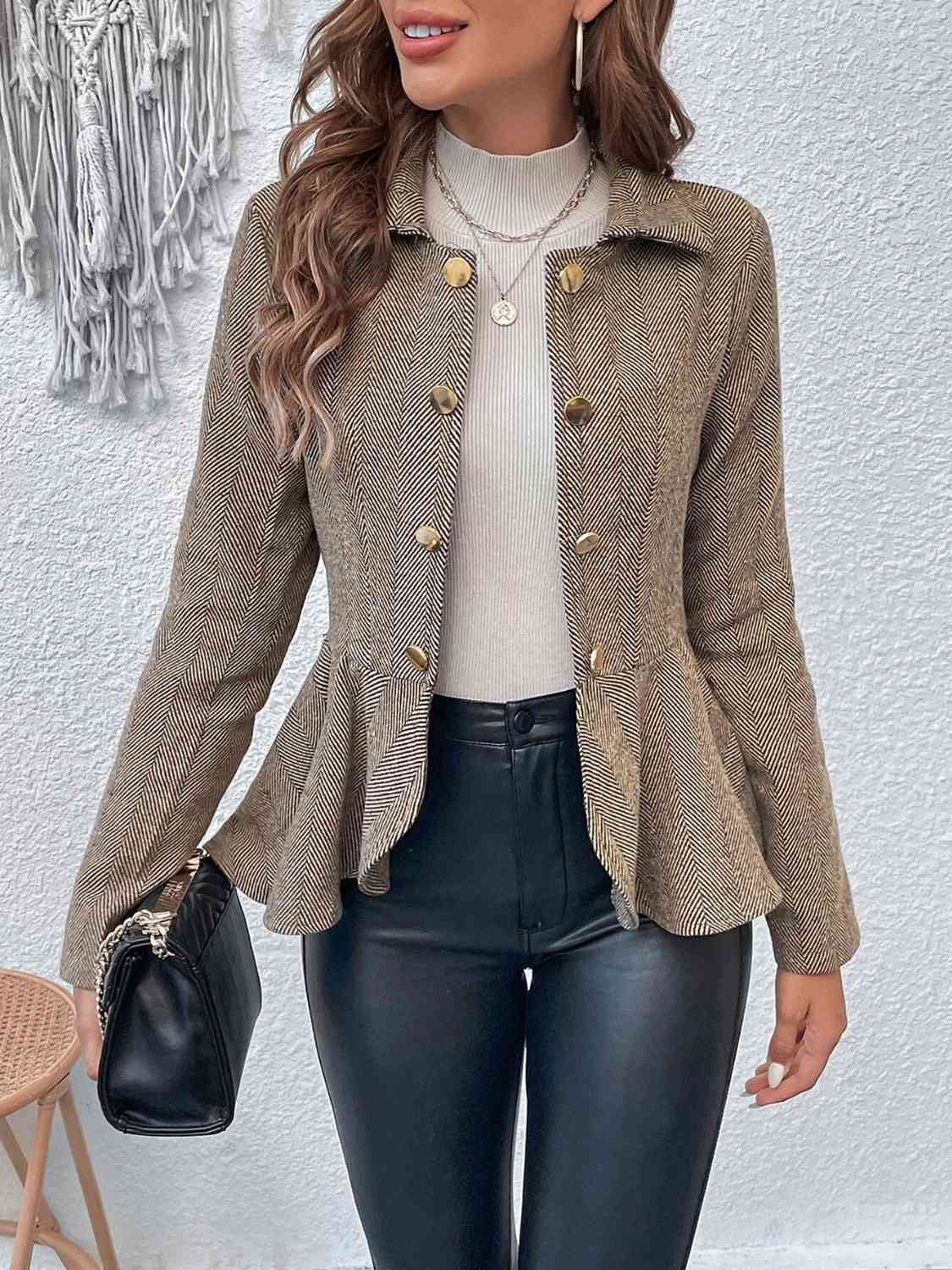 Kate Ruffle Hem Collared Blazer