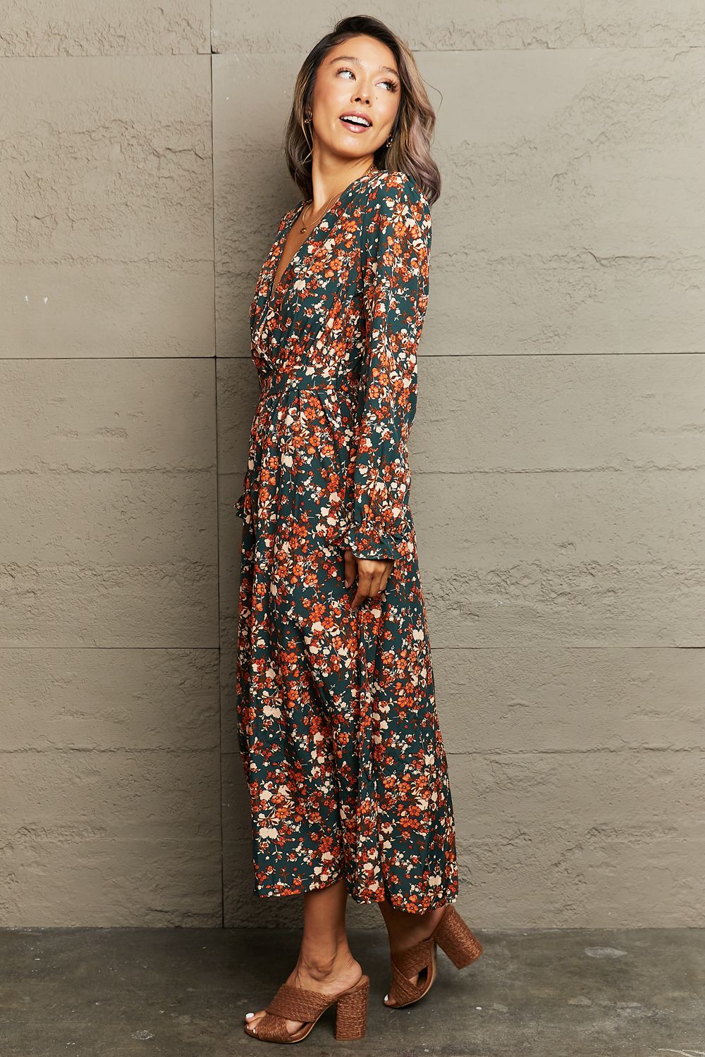 Dominique Fall Floral Midi Dress