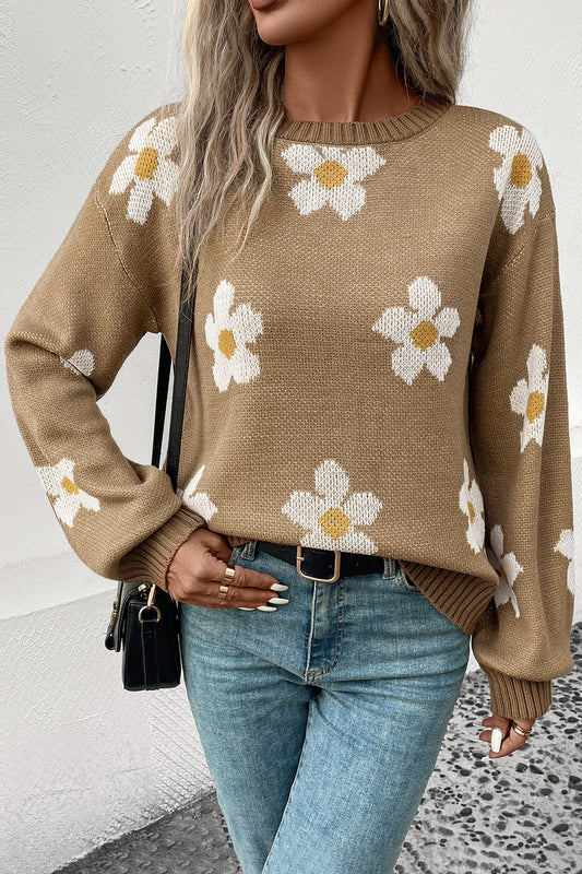 Janie Floral Dropped Shoulder Sweater