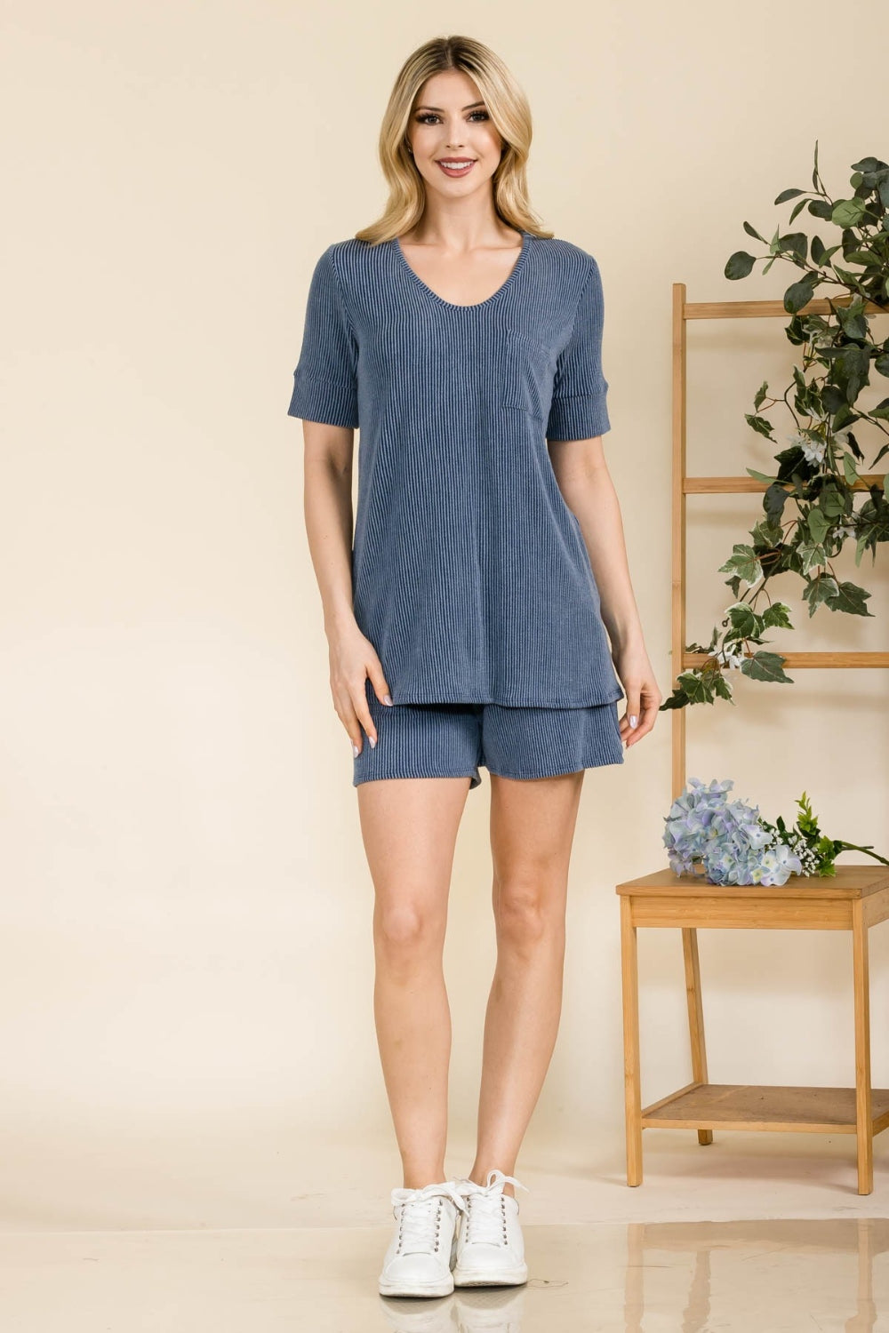 Celeste Ribbed T-Shirt and Shorts Set