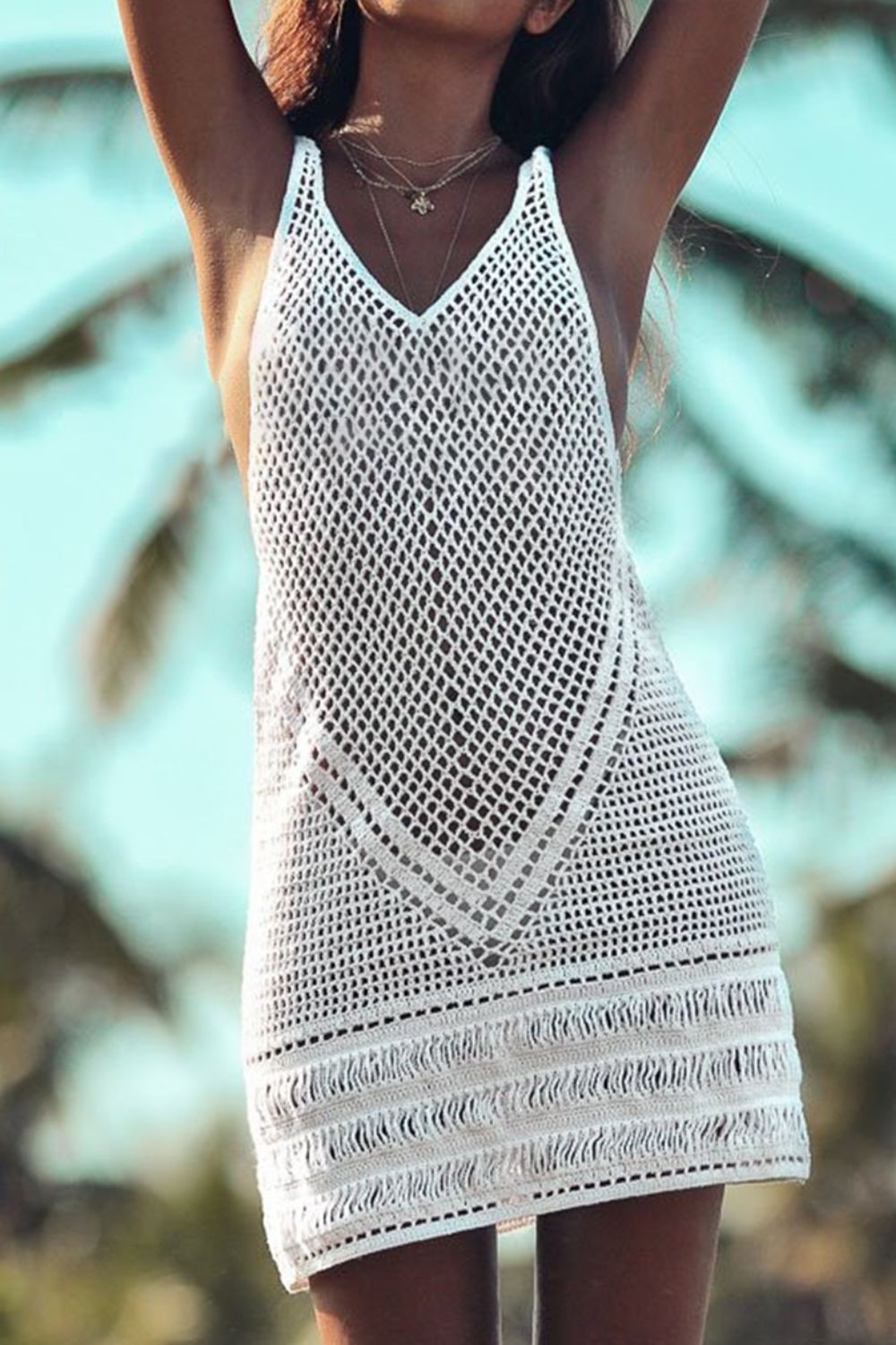 Largo Openwork V-Neck Tank Knit Cover Up