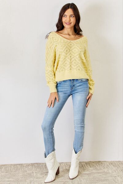 Franki V-Neck Patterned Long Sleeve Sweater