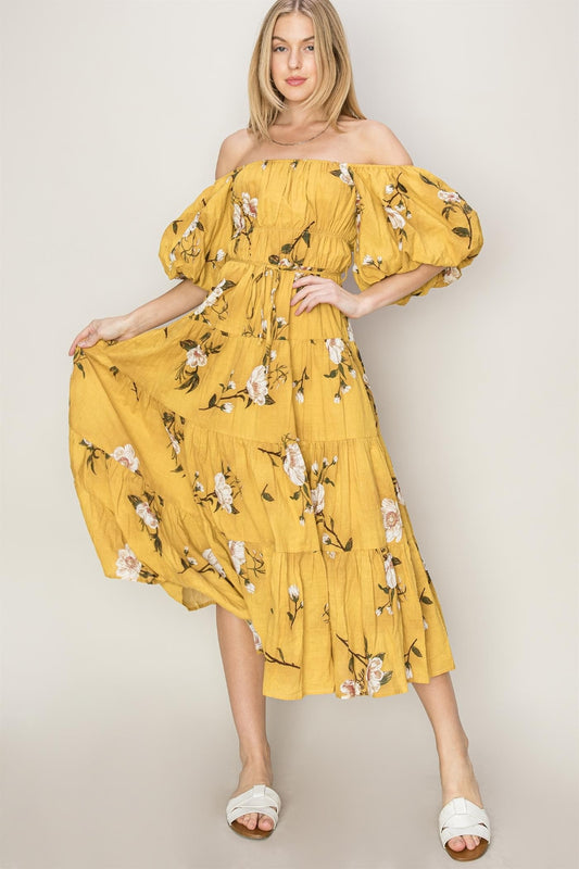 Brooke Floral Puff Sleeve Tiered Dress