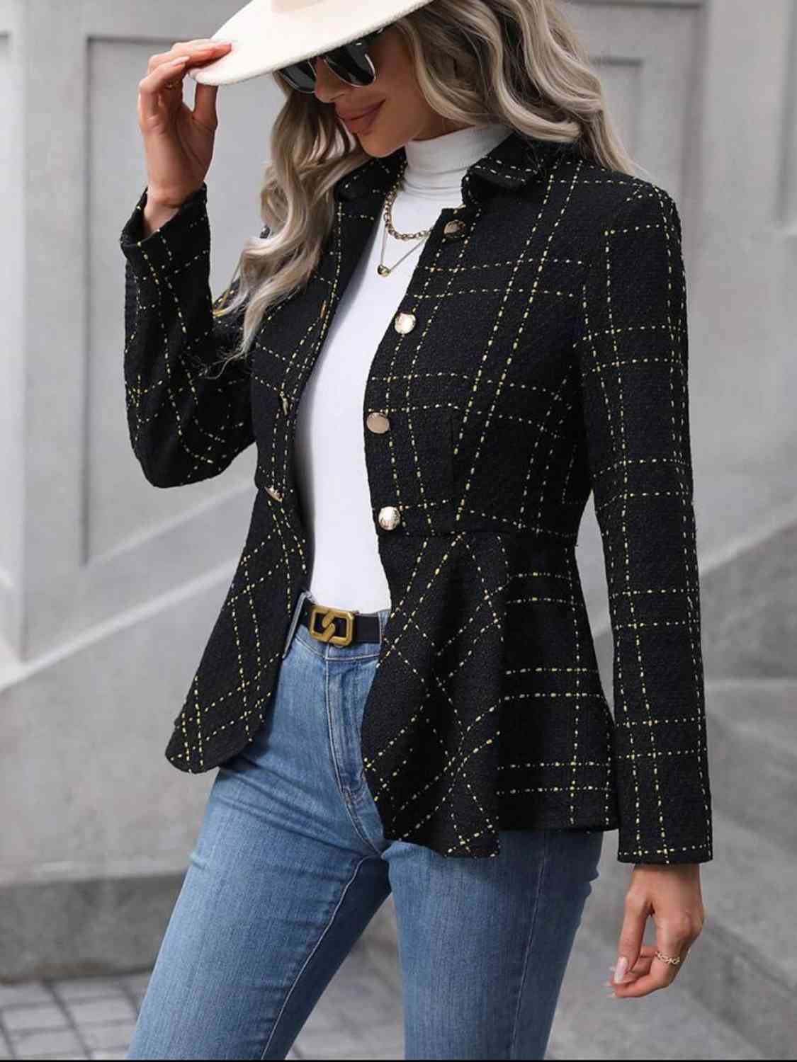 Kate Ruffle Hem Collared Blazer