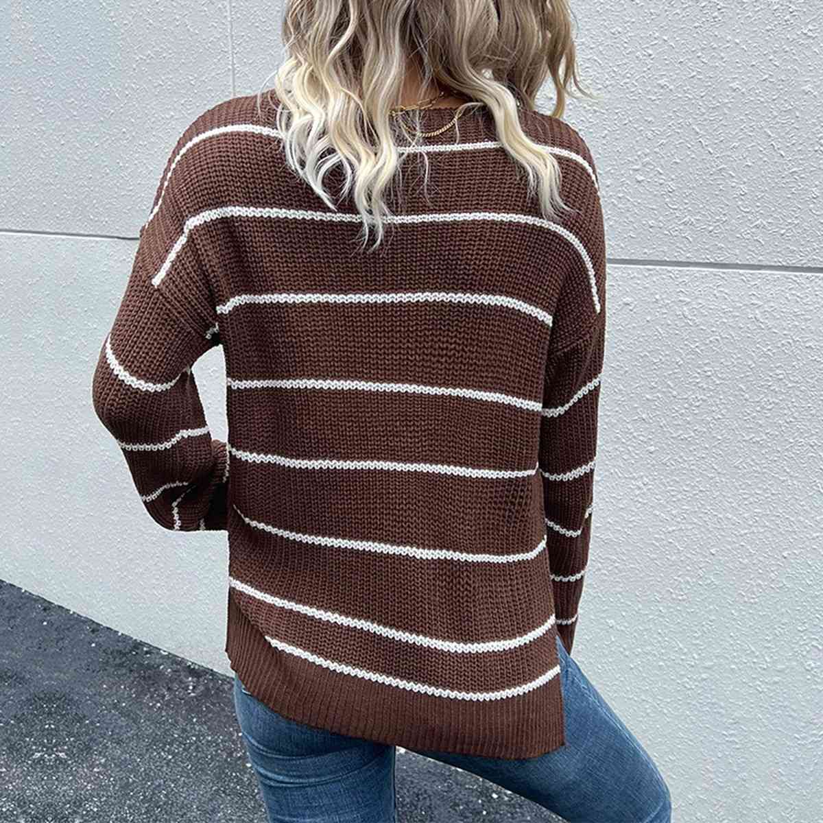 Lo Striped V-Neck Sweater