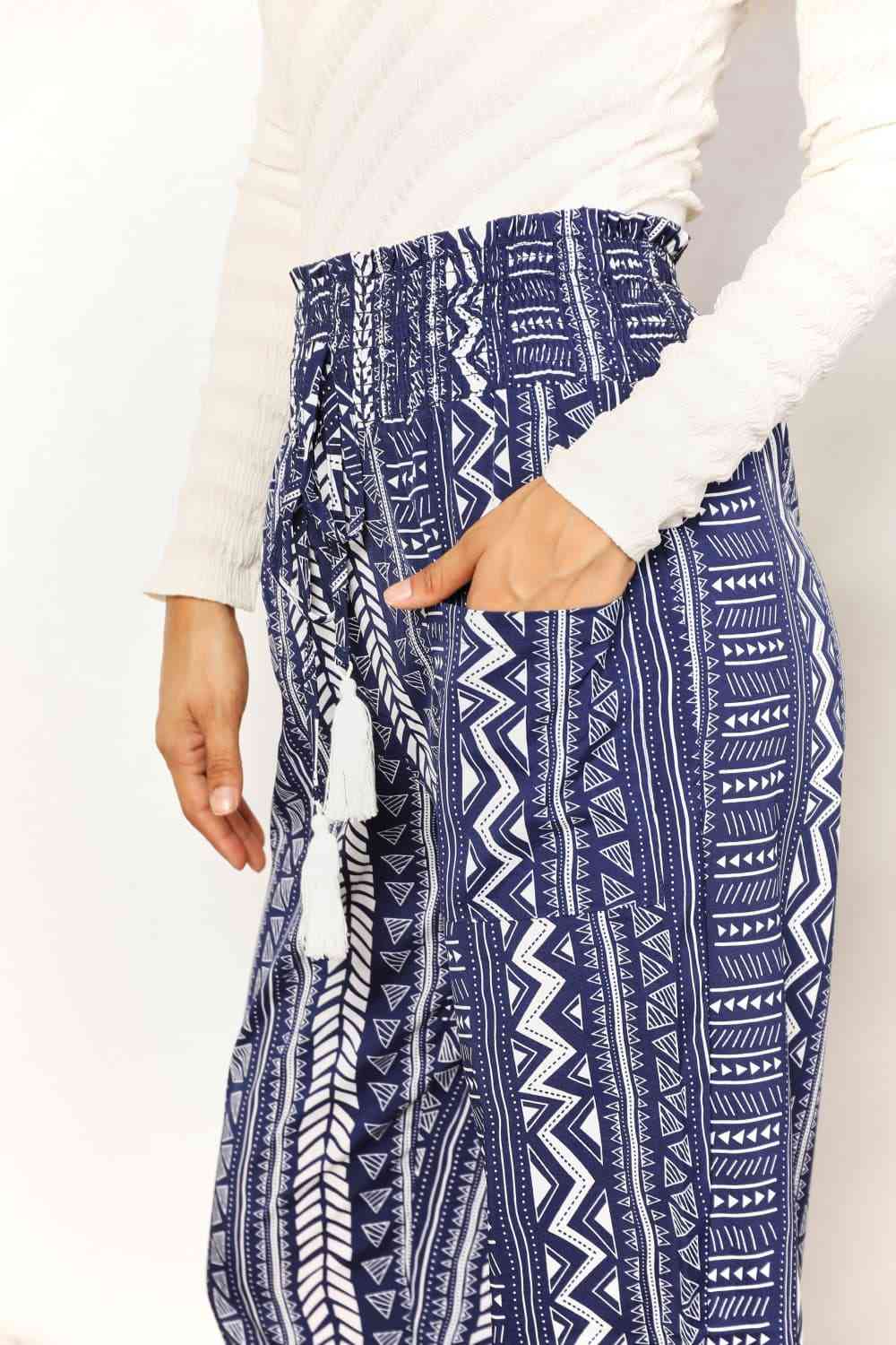 Hailee Geometric Print Tassel High-Rise Pants