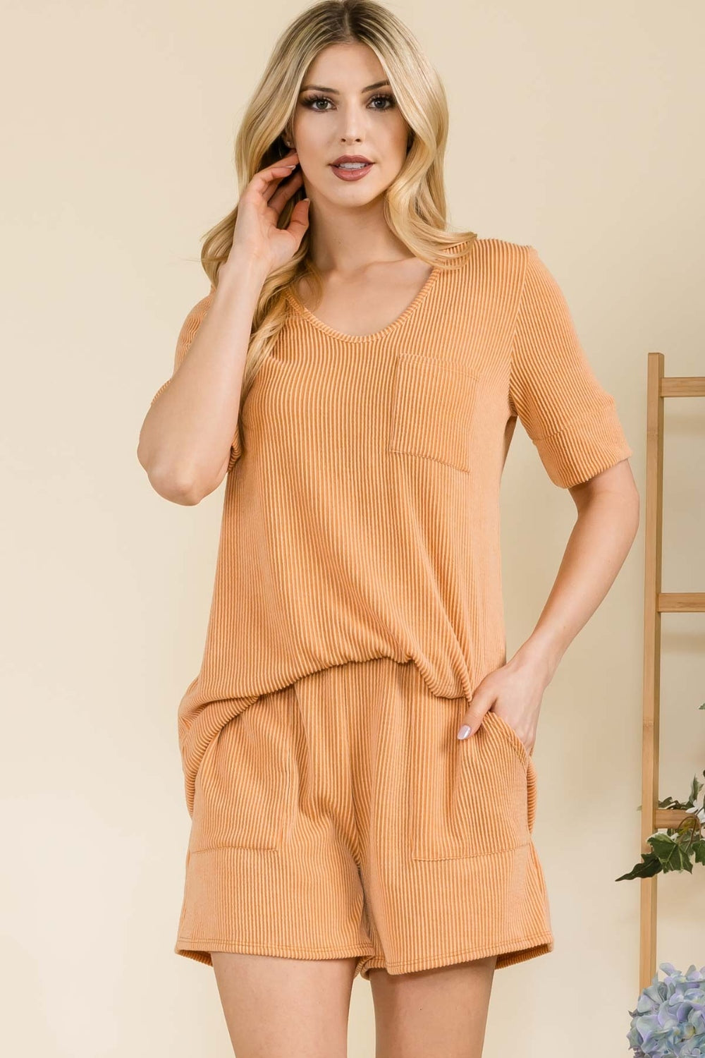 Celeste Ribbed T-Shirt and Shorts Set