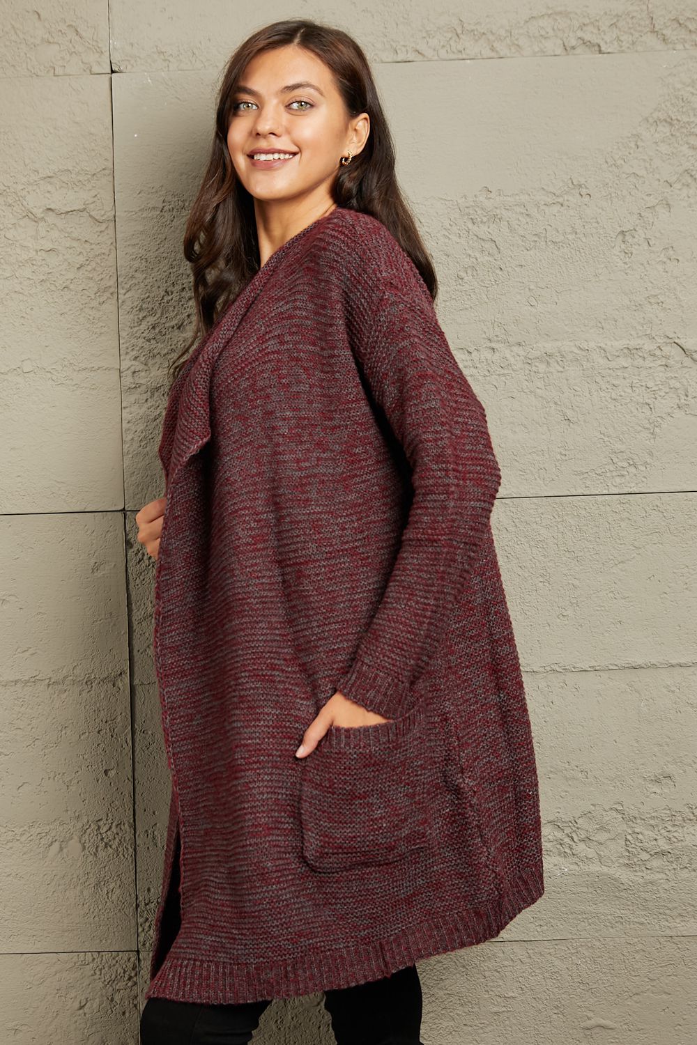 Luna Knit Sweater Cardigan - burgundy