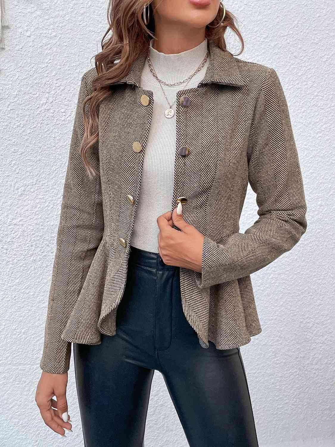 Kate Ruffle Hem Collared Blazer