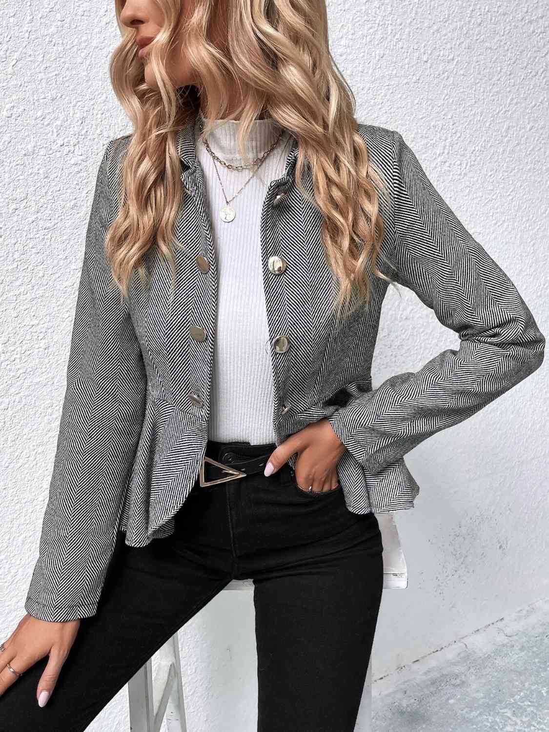 Kate Ruffle Hem Collared Blazer