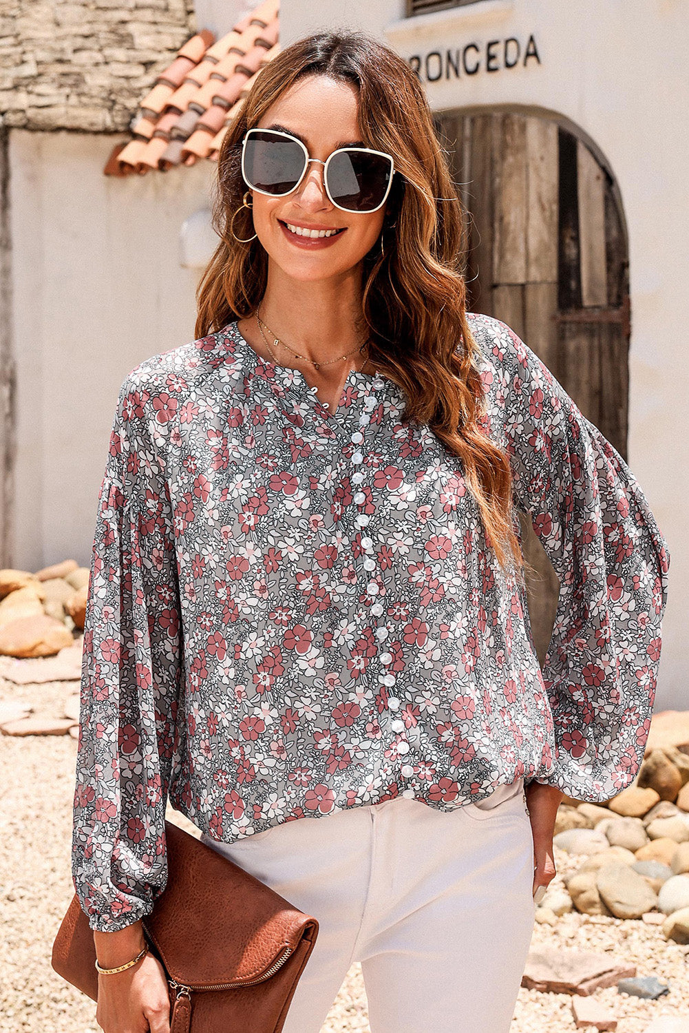 Rachelle Floral Balloon Sleeve Blouse