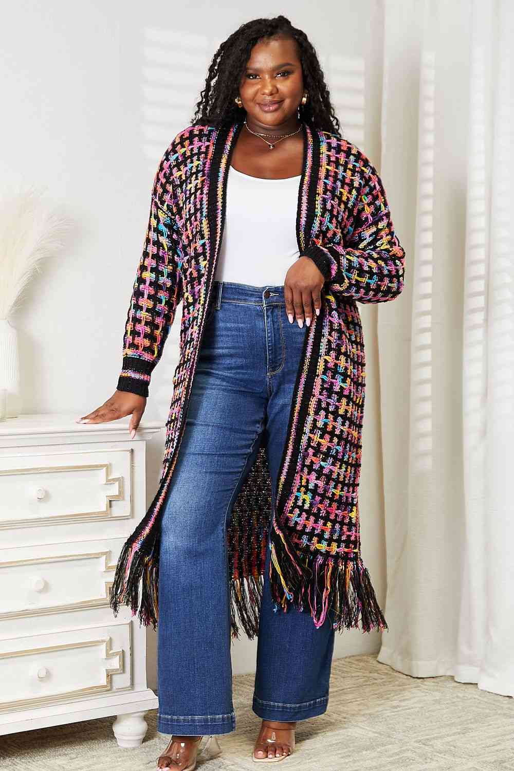 Gabrielle Multicolored Fringe Cardigan