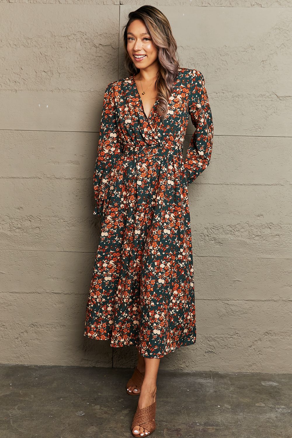 Dominique Fall Floral Midi Dress