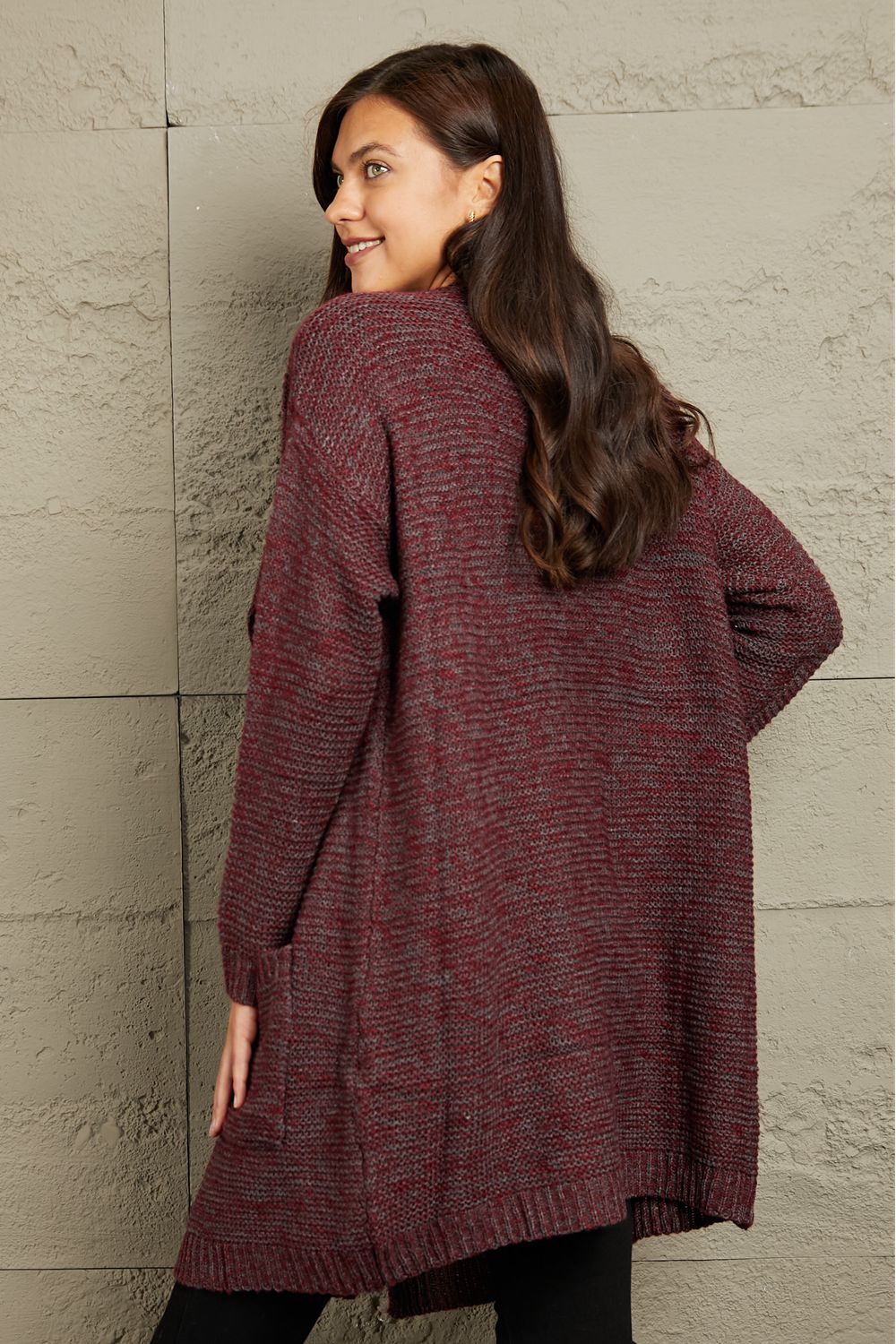 Luna Knit Sweater Cardigan - burgundy