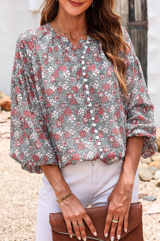 Rachelle Floral Balloon Sleeve Blouse