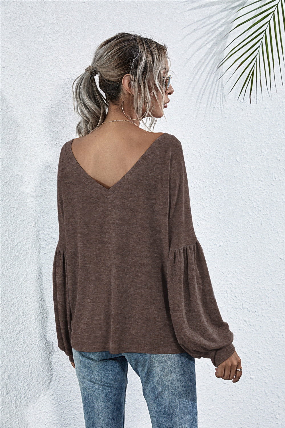 Diana V-Neck Dropped Shoulder Knit Top