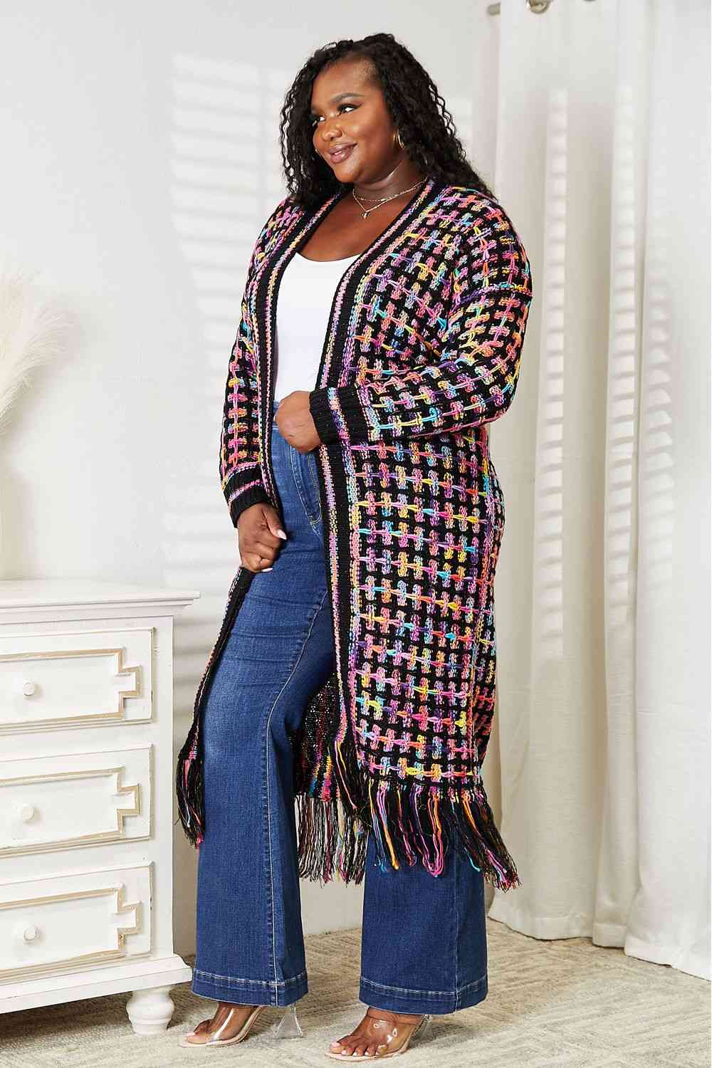 Gabrielle Multicolored Fringe Cardigan