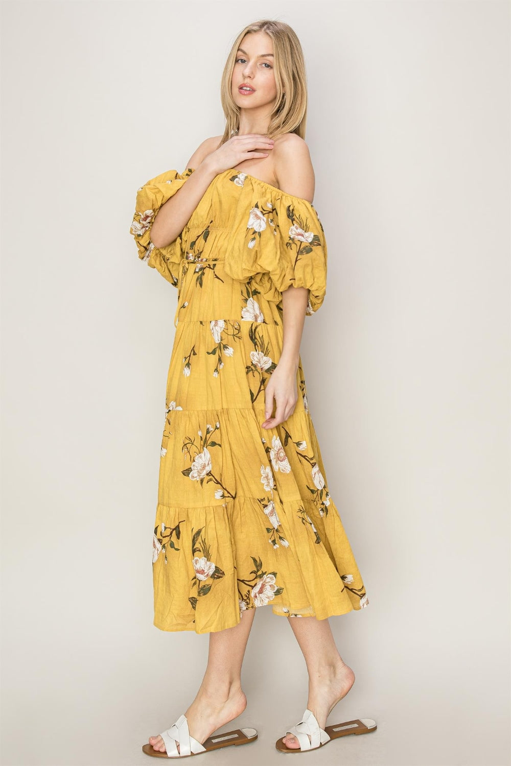 Brooke Floral Puff Sleeve Tiered Dress